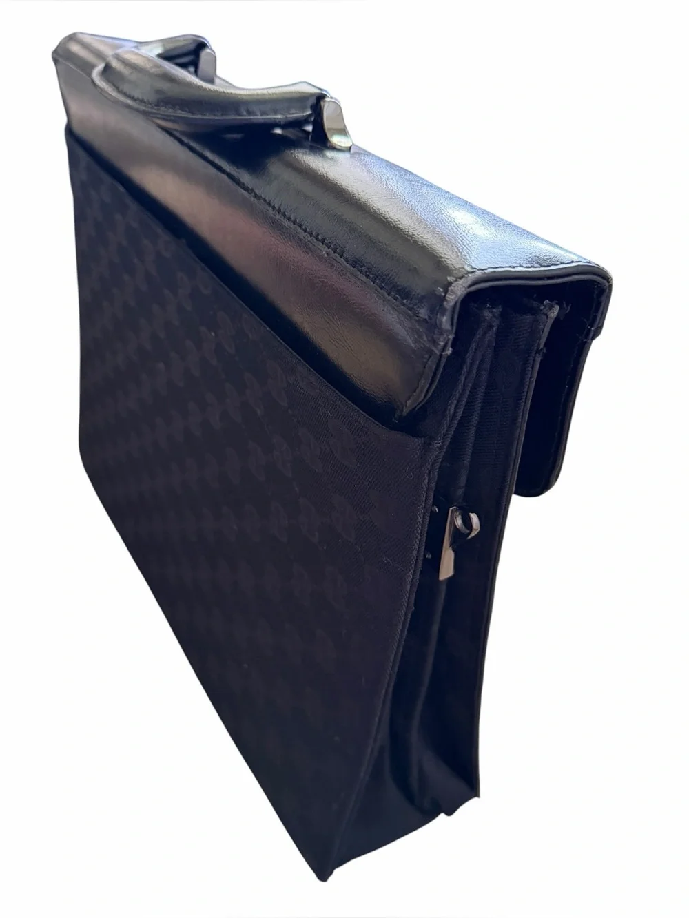 Unisex Gucci GG Supreme Vtg Black Canvas Briefcase Triangle Buckle Old School